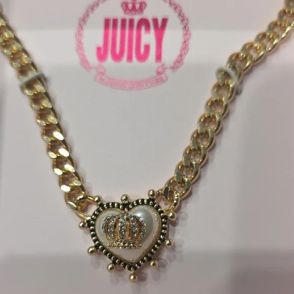 Juicy Couture Gold Heart Crown Necklace - Picture 8 of 9